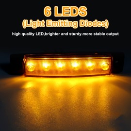 Biqing 10pcs 24V Side Marker Lights Amber,6SMD Trailer Truck Lorry Caravan Indicator Lights Front Rear Side Light Position Lamps Marker Lights IP65 3.8" Warning Light