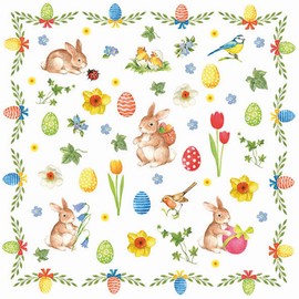 20 Napkins Cute Easter Symbols Rabbits Animals Spring Easter Table Decoration Decoupage Decoupage Decoupage 33 x 33 cm