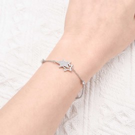 KORAS Friendship Bracelet for Women Girls, Sterling Silver Star Bracelet Jewellery for Best Friend, Perfect Friendship Gifts Christmas Birthday Presents