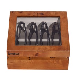 OYOBox Mini Luxury Eyewear Organizer, Wood Display Box for Glasses + Sunglasses, Burl