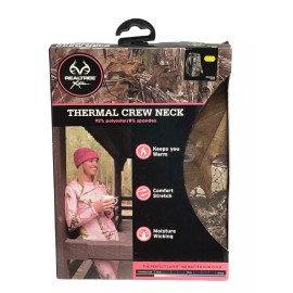 Realtree Real Tree Xtra Base Layer Women L (38-40) Thermal Crew Top Green Brown Camo