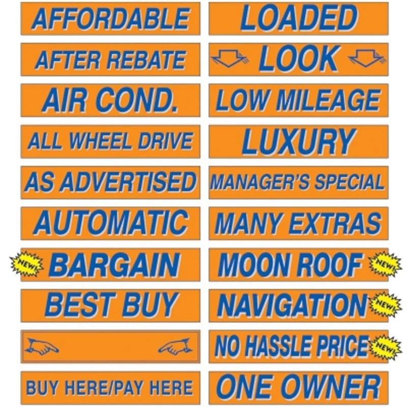 EZ Lettering Car Dealer Windshield Slogans 20 packs, Mix n