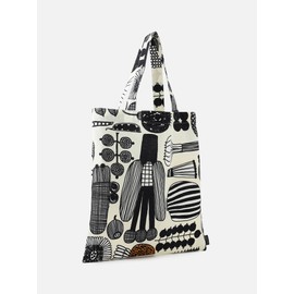 Marimekko 52_1_52259474339 Women's Tote Bag, 17.3 x 16.9 inches (44 x 43 cm), black / orange, F