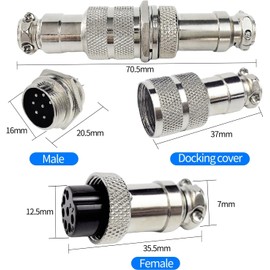 RUNCCI-YUN 2 Sets GX16 7Pin Aviation Plug, Circular Metal Aviation Plug, GX16 Male Female Connector 7Pin Panel Mounting Cable Connector