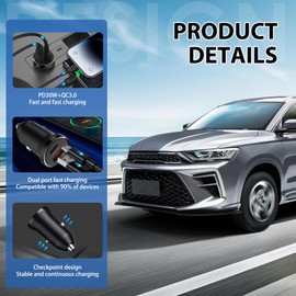 Zigarettenanzünder USB, 54W Schnellladung USB-Feuerzeug C [PD30W & 24W] Mini Autoladegerät, Ladegerät für Auto, Metal Legierung KFZ, Kompatibel mit 16 15 Pro Max Pad S24 Galaxy und Mehr