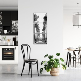 LevvArts Los Angeles Street Picture Canvas Prints Black and White Palm Trees Photography Wall Art Modern Bathroom Bedroom Decor