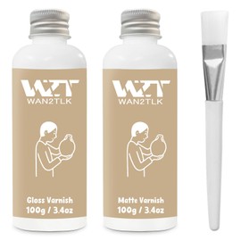 WAN2TLK Air Dry Clay Glaze, Matte & Gloss Combo 100 ml Each with Brush, Clear Clay Varnish for Air Dry Clay Pottery, Use Clay Glaze Waterproof & Scratch Resistant, Design for Air Dry Clay