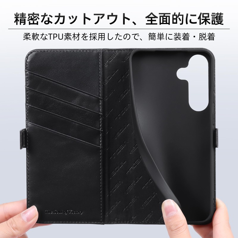 VISOUL Galaxy S25 Silouse, Genuine Leather, S25 Plus Black