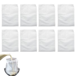 8 Pcs Nut Milk Mesh Bag,Cheese Cloths for Straining,Muslin Strainer Cloths,Drawstring Filter Mesh Bag for Filtering Juice,Nut,Milk,Yogurt,Coffee,Soy Milk（200&100mesh）