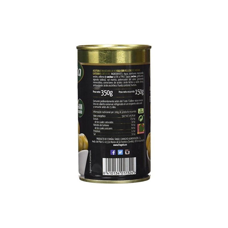 Fragata Green Olives Stuffed with Anchovy, 350g
