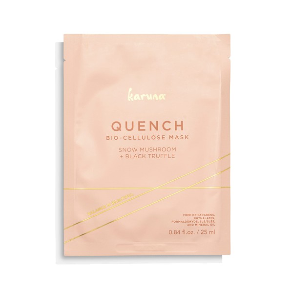Karuna Quench Bio-Cellulose Mask - Instantly Cooling Hydrating Face Mask Serum for Dull and Dry Skin, Rejuvenates Complexion and Get's rid of Fine Lines with Black Truffle. Eco Friendly 100% Biodegradable 0.84 fl.oz./25 ml.