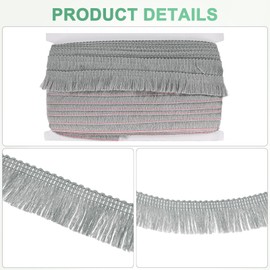 M METERXITY 27 Yards Tassel Fringe Trim, 1 Inch Wide Polyester Fringe Boho Lace Sewing Fringe Trimming for Latin Dress/Skirt/Bags/DIY Decoration/Clothes Accessories [Grey]