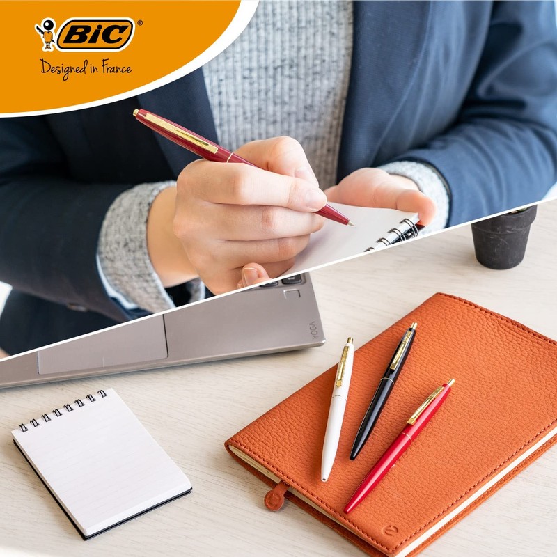 Bic Japan CLG05-CSBJ3P Ballpoint Pen, Click Gold, 0.5, Oil-based, Black,