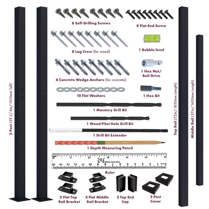 CR Fence & Rail Horizontal Metal Deck Railing, 6ft Wide