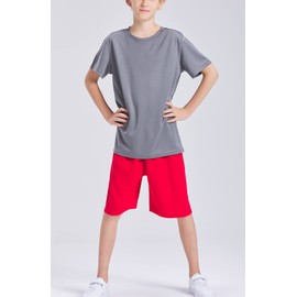 DaniChins - Pantalones cortos deportivos sueltos que absorben la humedad para niños, Rojo1, 5