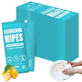 Dish Cleaning Wipes Individually Wrapped, Portable Kitchen Disposable Dish Soap Wipes Bulk Travel Size Quick Cleaning Dishes Dishwashing Pads Wipes for Outdoor Traveling/Camping/Airbnb/Hotel (100 Pcs)
