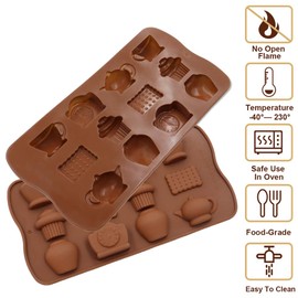 Teapot Silicone Molds,Meiyouju 2 Pack Tea Time Silicone Molds Chocolate Candy Molds,Nonstick & Quick Release Baking Pans for Fondant,Biscuit Decor,icing, Polymer Clay, Resin Mold