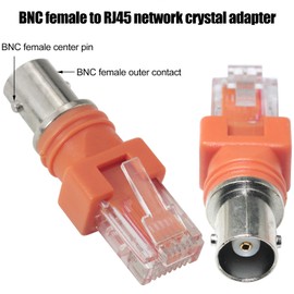 LUORNG 2PCS BNC to RJ45 Cable Adapter Network Crystal Head Orange Core Pure Copper Tinned Connector Coupler Adapter for Data Transmission Video Surveillance