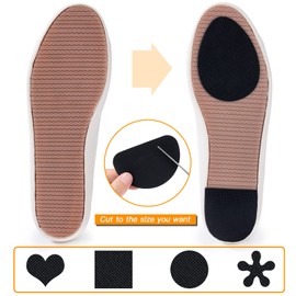 GADEBAO Non-Slip Shoes Pads, 8 Pcs Anti-Slip Shoe Grips on Bottom of Shoes, Silicone Self-Adhesive Sole Protector (Black-2 Shapes)