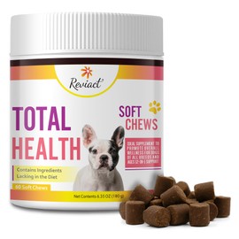 Total Health Dog Chews 12-in-1, Hip and Joint Supplement with Glucosamine Chondroitin for Dogs, Dog Multivitamin Treats with Omega 3 Salmon Oil and Vitamins for Skin and Coat Support, 60 Soft Chews