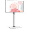 FITUEYES Iron Base Universal Floor TV Stand with Swivel Mount Space Saving for 26-55 Inch LED LCD OLED Plasma Flat Panel or Curved Screen TVs Height Adjustable Wire Management (Soft White)