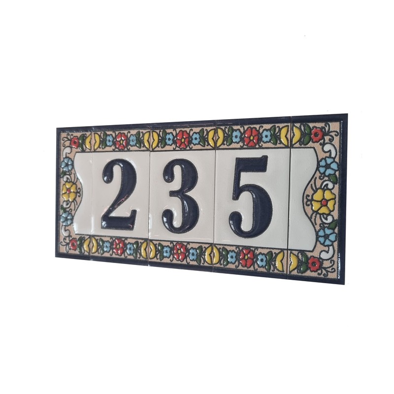 Mini Altea Spanish Ceramic Floral House Number Tiles 7.5 x