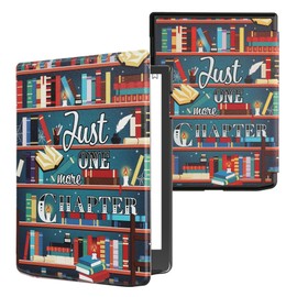 kwmobile Flip Case Compatible with Pocketbook InkPad 4 / Color 3 / Color 2 / Vivlio InkPad 4 / InkPad Color 3 Case - eReader Case - Library Theme Multicoloured