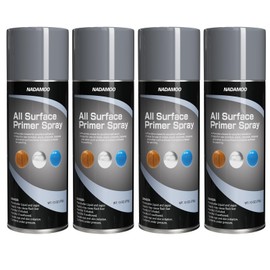 NADAMOO All Surface Primer Spray, One-Part Epoxy Primer Matte Gray, 4 Cans, Enhance Adhesion for Multi Surface - Porcelain, Glass, Metal, Plastic, Wood