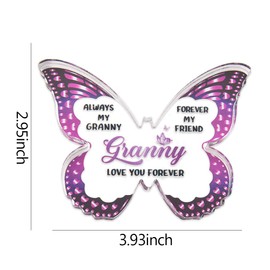 Purple Granny Butterfly Decorative Signage for Grandma Mothers Day Gifts from Grandson Granddaughter Novelty Grandmas Birthday Gifts for Gigi Mimi Retirement Gifts for Great Grandmother Nanny