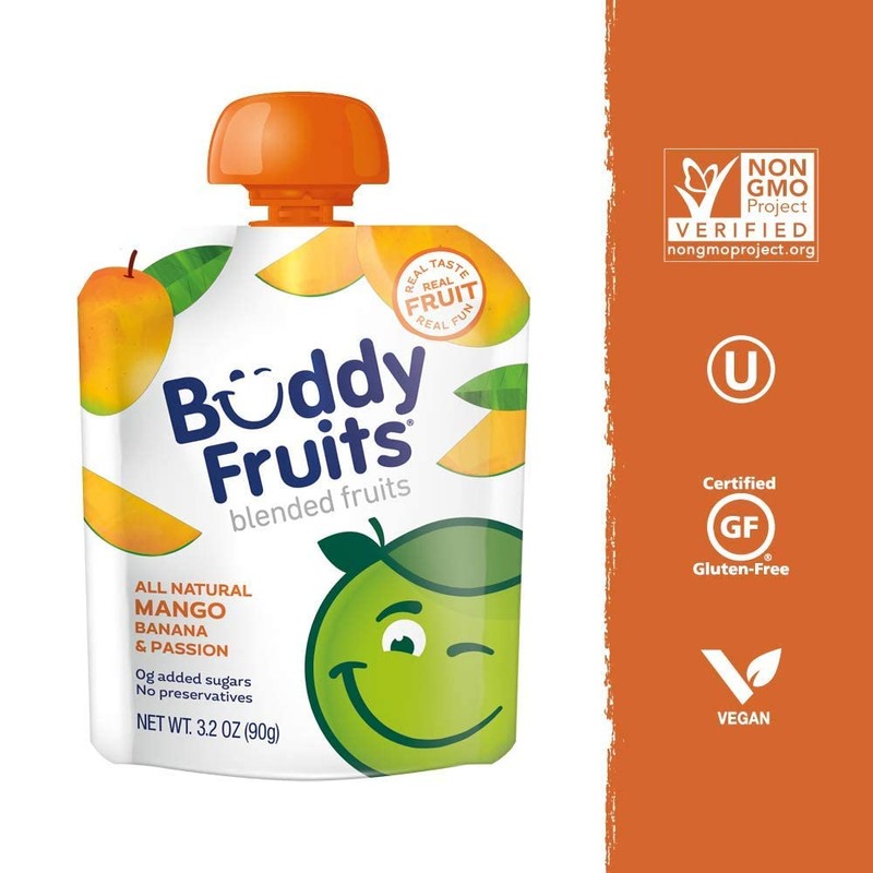 Buddy Fruits Snacks To Go Mango Unsweetened Applesauce 3.2oz Pouch