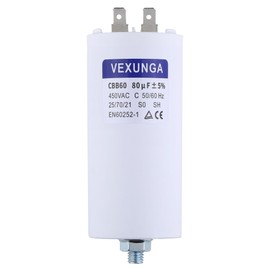 VEXUNGA 80uF 450V Starting Capacitor CBB60 Capacitor 80µF 450 Volt Motor Capacitor Capacitors 55 x 120 mm Plug M8 50/60Hz for Electric Motor