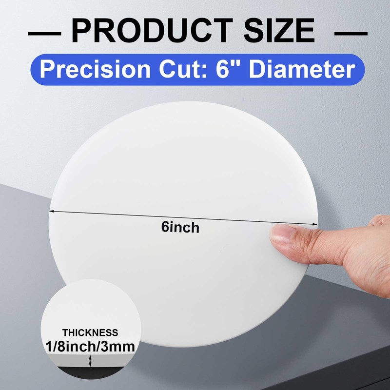 Sasylvia 4 Pcs White Round Hdpe Disc Sheet 6" Diameter