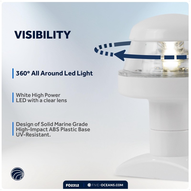 Five Oceans Anchor Light - 12V DC Stern Navigation Light,