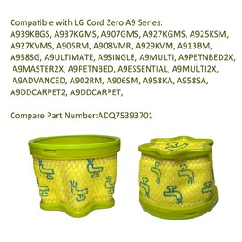 5 Packs Pre-Filter ADQ75393701 Replacement Filters Compatible with LG CordZero A9 Series Cordless Stick Vacuum A939KBGS,A937KGMS,A927KGMS,A927KVMS,A913BM,A925KSM