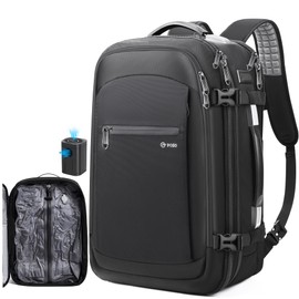 Vacuum Seal Travel Backpack, 60L Expandable Laptop Backpack with Vacuum System Air Compression, TSA Lock Carry-On Suitcase Luggage Vacuum Bags with Pump - Black