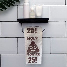 Happy 25th Birthday Gifts, 3-Ply Funny Toilet Paper Roll, Holy Poop You're 25 Printed Toilet Paper Gag Gift, Pranks & Surprises Bathroom Decor for Boys Son and Girls, Cheers to 25 Bday Party Supplies