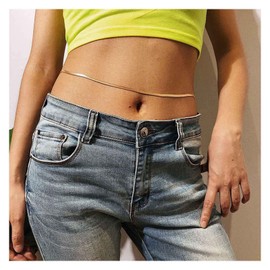 Inilbran Boho Snake Chain Waist Chain Herringbone Link Chain Belly Chains Vintage Flat Snake Chain Body Chain Minimalist Flexible Snake Waist Body Chain Accessories Jewelry for Women and Girls