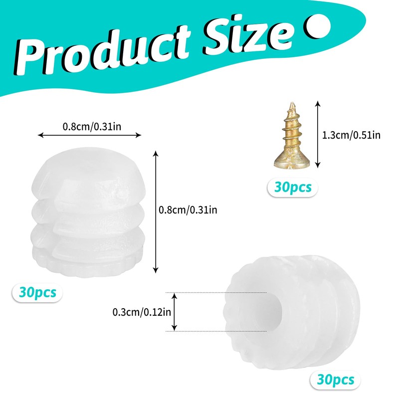 100 PCS Hinge Expansion Dowels with Screws, Hinge Dowel Inserts