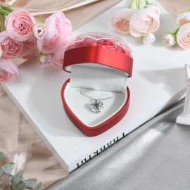 Red Gift Box with Preserved Flowers in Heart Shape, with I Love You Necklace in 100 Languages, Gifts for Women, Girlfriends and Girls, Ideal for Christmas, Valentine's Day Gifts