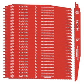 25 Pack 12 Inch 6/12 Tpi Reciprocating Saw Blades for Wood and Nail-Embedded Wood Cutting, Bi-Metal Sawzall Blades with 8% Cobalt for Longer Life and Faster Cutting Speed