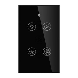 Interruptor de pared inteligente wi-fi Moes para ventilador de techo, aplicación Smart Life/Tuya, cronómetro remoto y contador, compatible con Alexa y Google Home, color negro. No requiere concentrador.