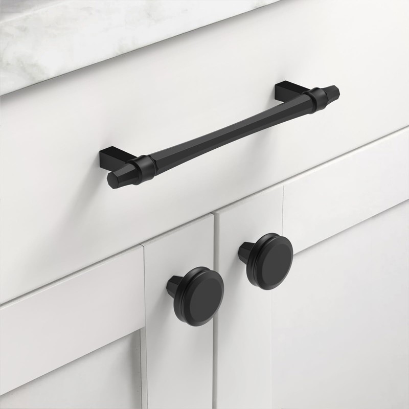Asidrama 10 Pack 5 Inch(128mm) Matte Black Kitchen Cabinet Handles,