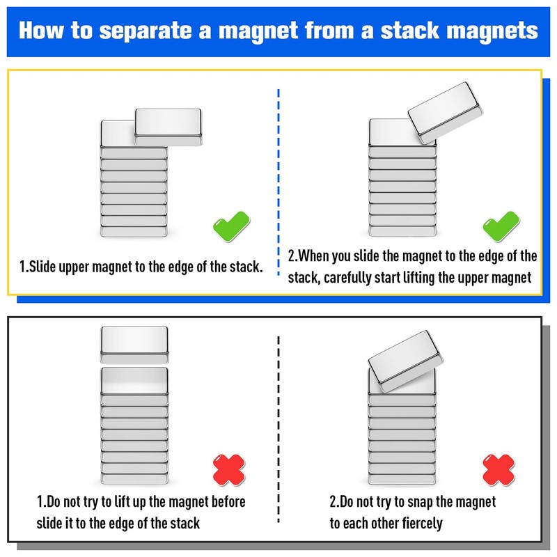 FINDMAG 12Pcs Strong Neodymium Magnets Bar, Heavy Duty Rare Earth