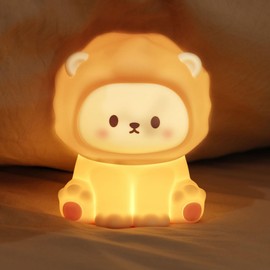 DEALFUN Cute Lion Cartoon Nursery Night Lights, Big Cat Design Safe Silicone Soft LED Nursery Lamp for Toddler Room Decoration