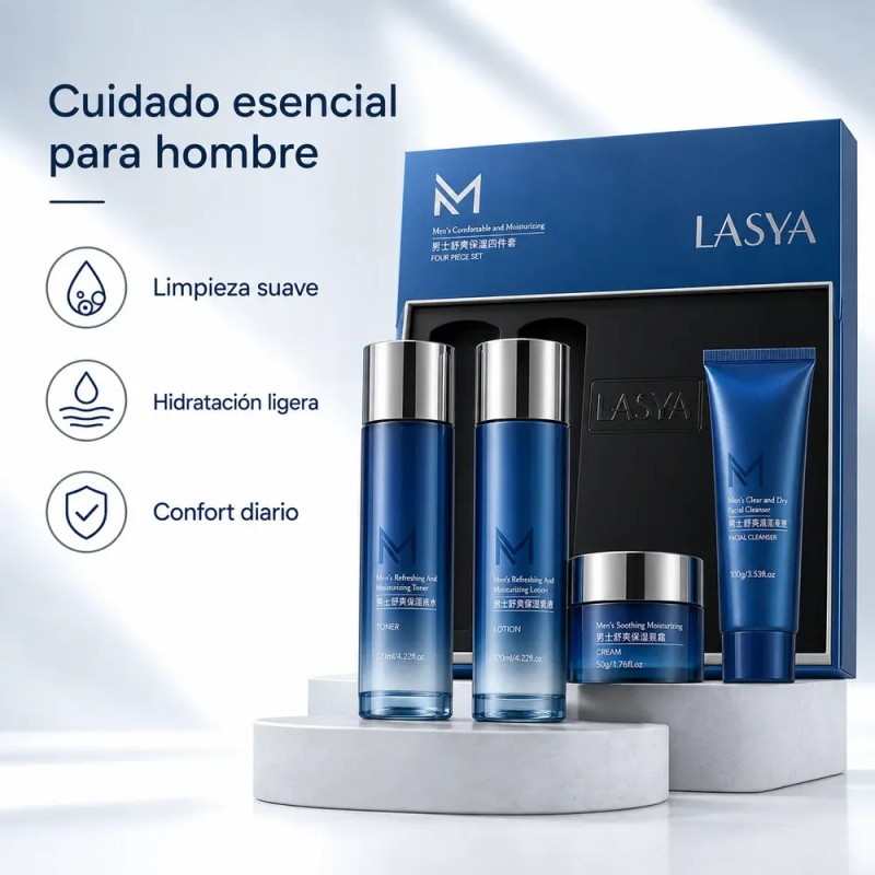Kit Skincare Hombre Limpieza Y Hidratación Facial, Anti Edad
