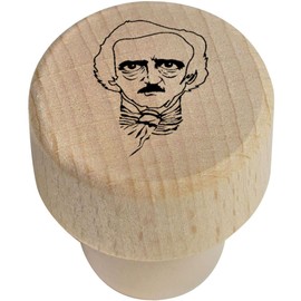 19mm 'Edgar Allan Poe' Wooden Bottle Stopper/Cork (BS00003090)
