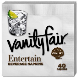 Vanity Fair Entertain Paper Napkins, 480 Disposable Beverage and Cocktail Napkins (12 Packs of 40 Napkins)