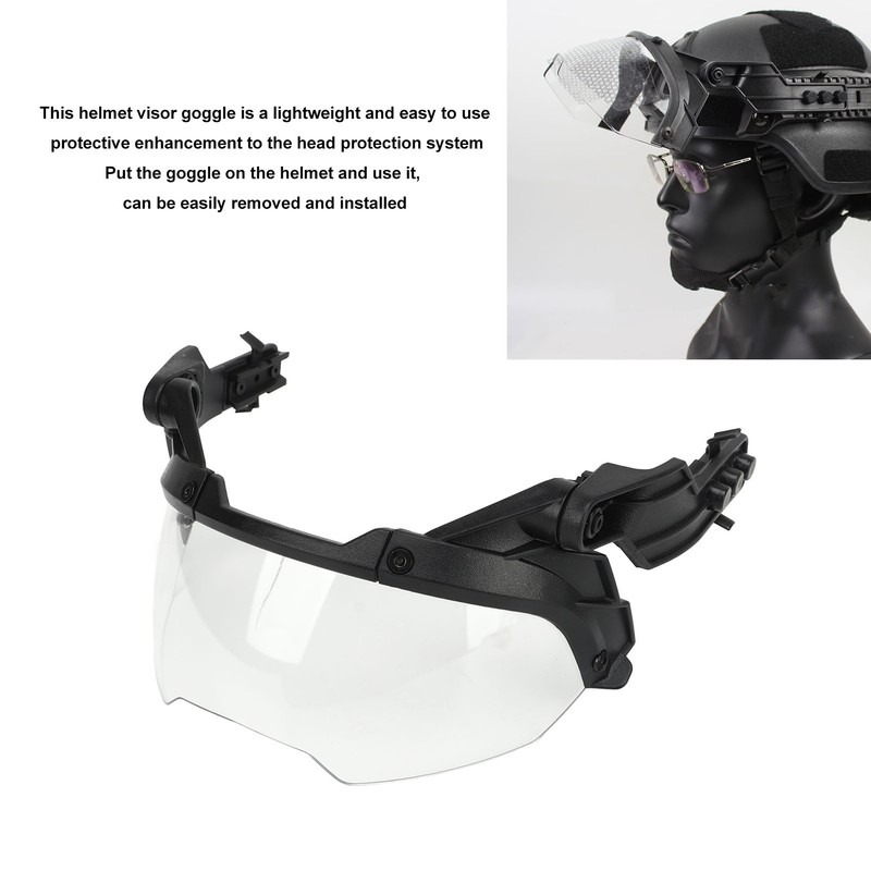 Helmet Goggles for MICH PC Adjustable Visor Goggle with Transparent