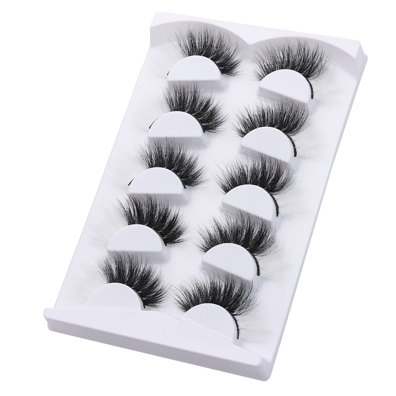 5 Pairs 20mm White and Black False Eyelashes with White