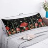 Mushroom Plant Black 20 x 54 Inches Body Pillow Cover
